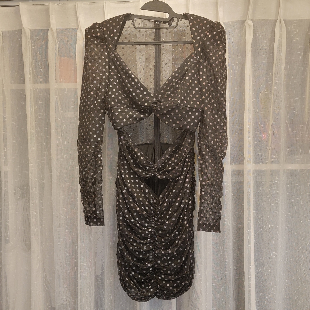 NBD Abigail Dress Black Sparkly Cut Out Mini Size Large - Picture 5 of 15